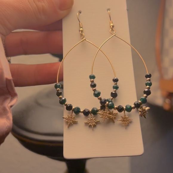 NWT Gold Beaded Celestial Star Drop Earrings - Picture 8 of 8